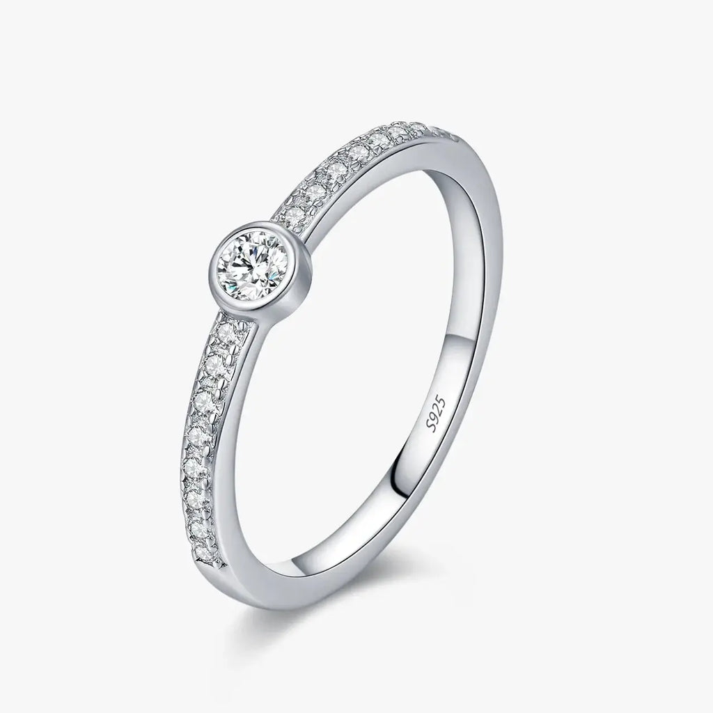 Geometric Bezel Moissanite Ring 925 Sterling Silver