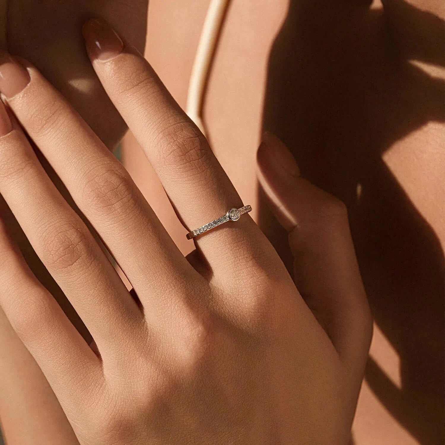 Geometric Bezel Moissanite Ring 925 Sterling Silver