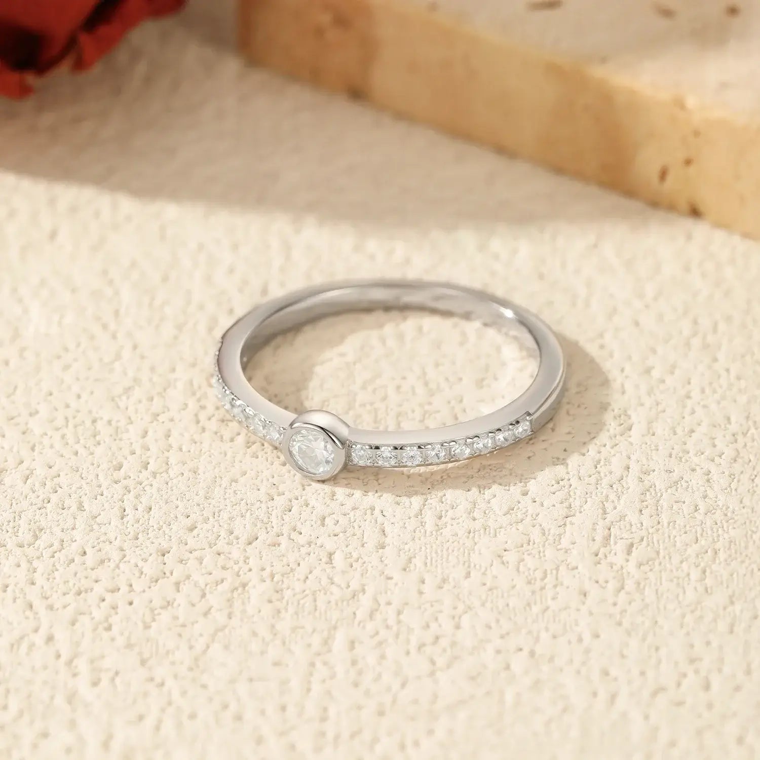 Geometric Bezel Moissanite Ring 925 Sterling Silver