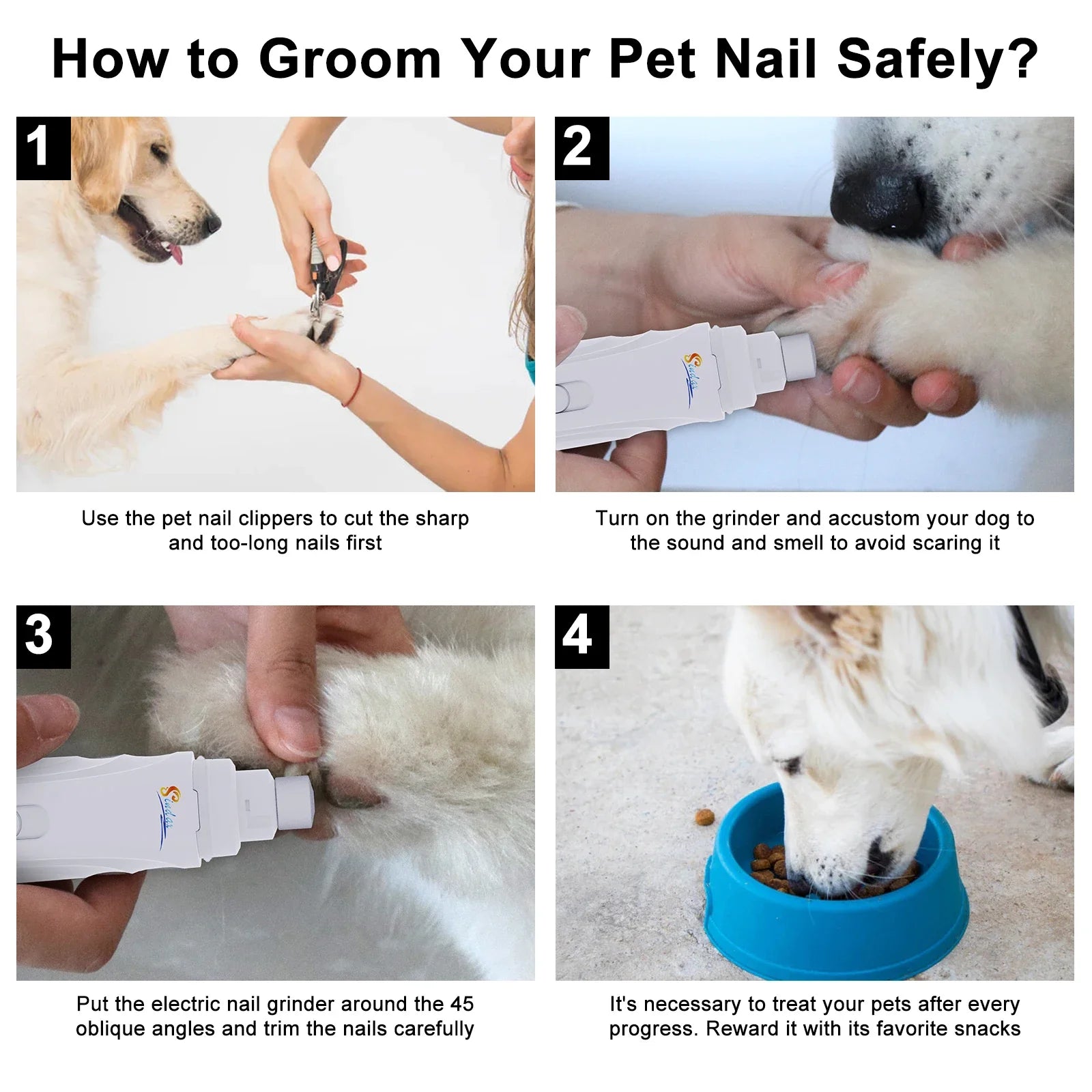 Dog Nail Grinder USB Rechargeable Electric Pet Paws Clipper