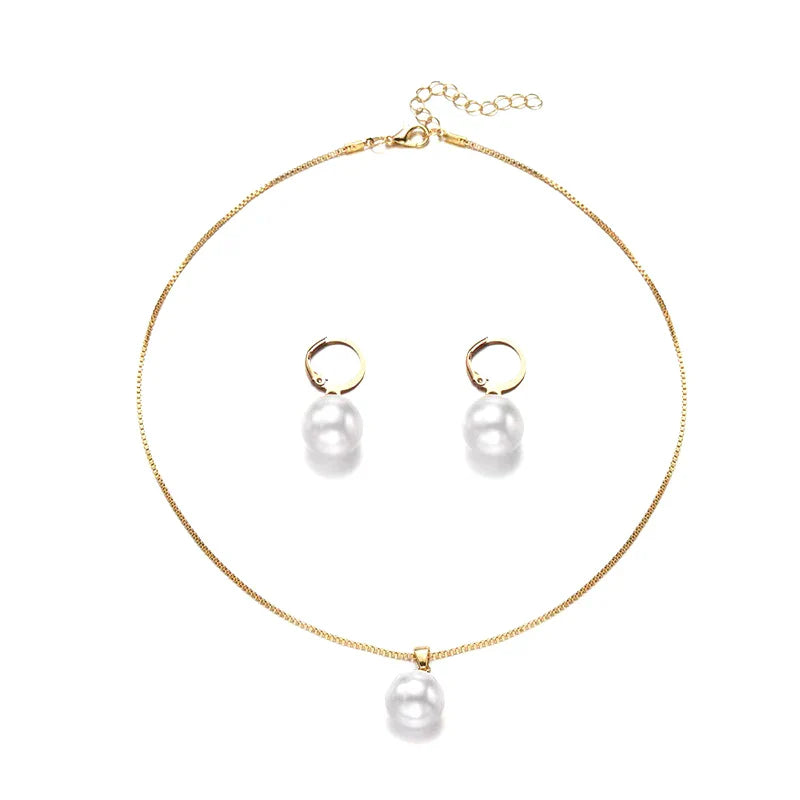 2 Pieces Of Round Pearl Jewelry Set, Earrings, Pendants, Necklaces, Ladies' Exquisite And Fashionable Wedding Jewelry Set,Gifts