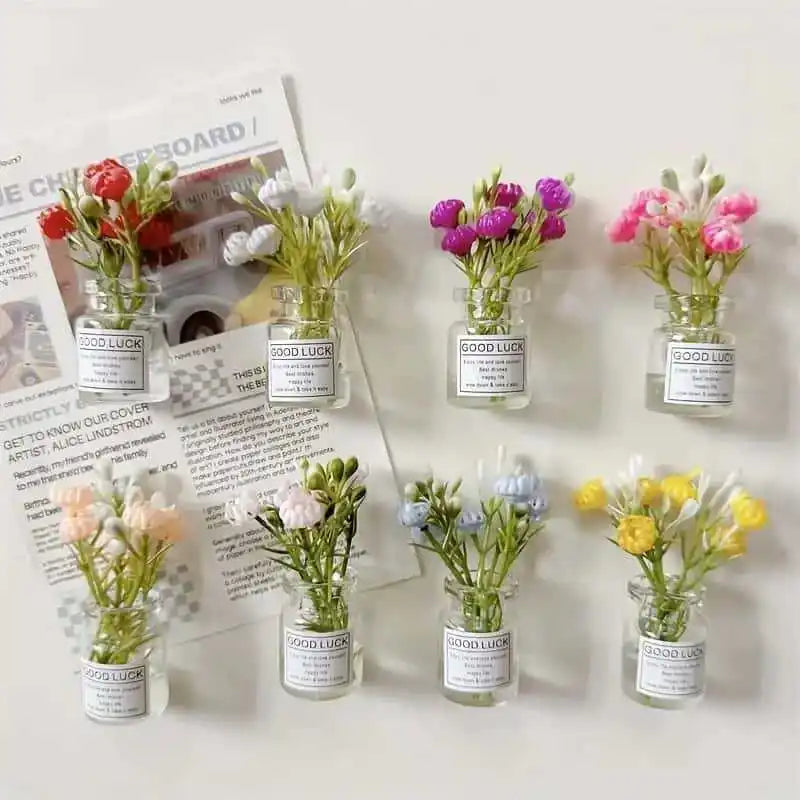 Mini Magnetic Vase Fridge Magnets (8PCS) Cute 3D Kitchen Decor & Gift