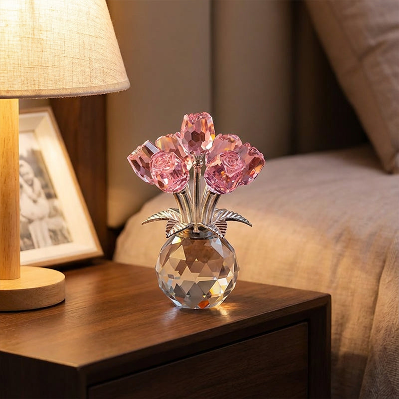 ❤️🌹Colorful Rose Flower Collectible Figurine with Vase