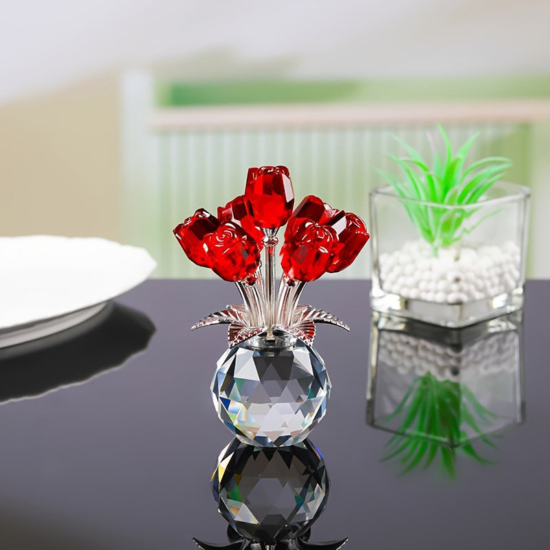 ❤️🌹Colorful Rose Flower Collectible Figurine with Vase
