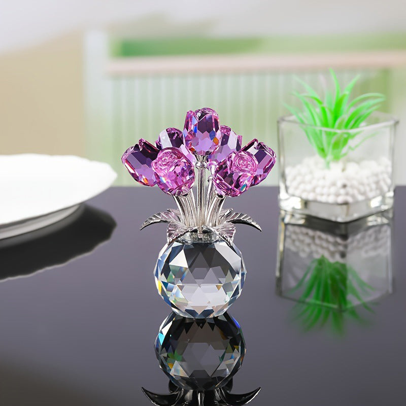 ❤️🌹Colorful Rose Flower Collectible Figurine with Vase