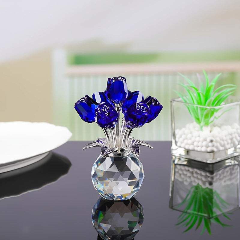 ❤️🌹Colorful Rose Flower Collectible Figurine with Vase